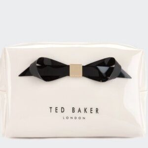 TED BAKER London Abbie Cream & Black Glossy Bow Makeup\Wash Bag